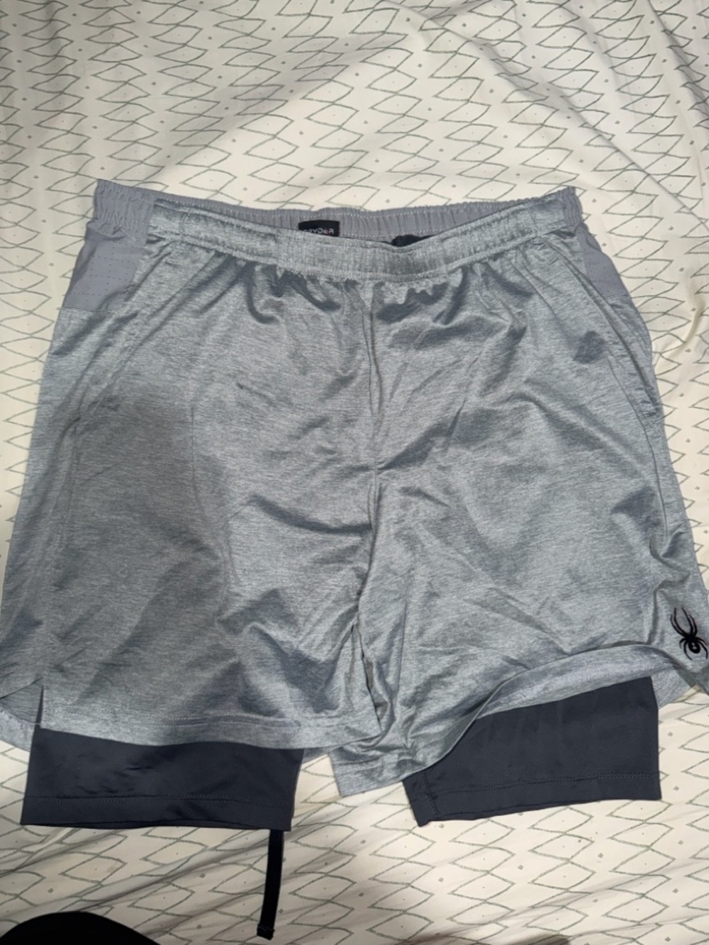 Spyder Men's Gray 2-in-1 Training Shorts with Black Liner